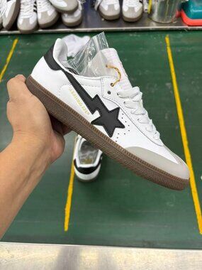 BAPE White Black Star Logo Low Top Sneakers